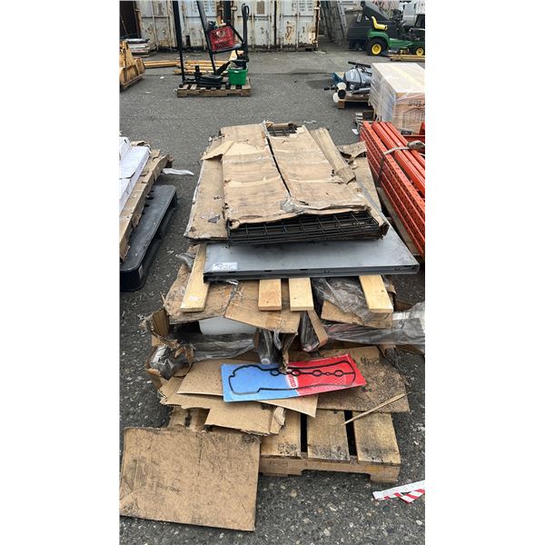 PALLET OF WIRE MESH SHELVES, LARGE FIRE DOOR & MORE *MUST TAKE ALL*