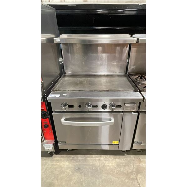 EFI 36" STAINLESS STEEL NATURAL GAS COMMERCIAL GRIDDLE TOP OVEN WITH BACKSPLASH SHELF