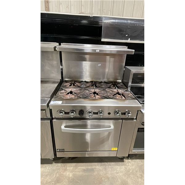 EFI 6 BURNER STAINLESS STEEL NATURAL GAS COMMERCIAL OVEN WITH BACKSPLASH SHELF