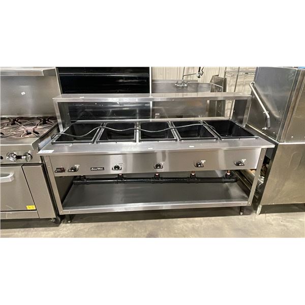 VOLLRATH SERVEWELL 5 STATION STAINLESS STEEL ELECTRIC COMMERCIAL STEAM TABLE WITH SNEEZE GUARD