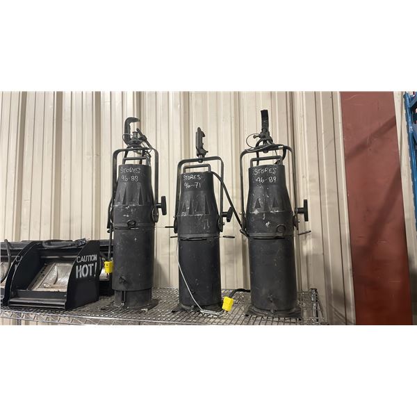 3 COLORTRAN ADJUSTABLE PROFESSIONAL STAGE LIGHTS WITH C-CLAMPS
