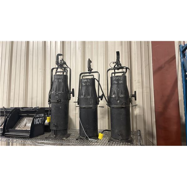 3 COLORTRAN ADJUSTABLE PROFESSIONAL STAGE LIGHTS WITH C-CLAMPS