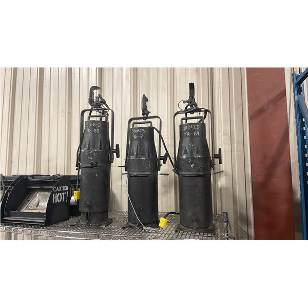 3 COLORTRAN ADJUSTABLE PROFESSIONAL STAGE LIGHTS WITH C-CLAMPS