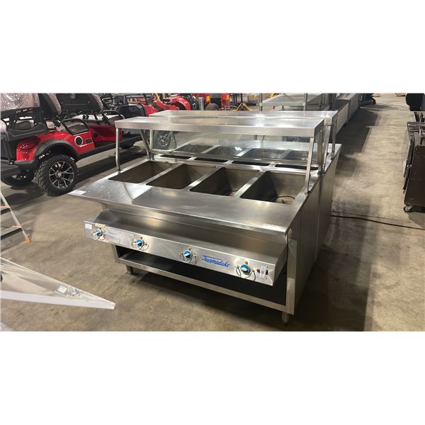 DUKE THURMADUKE 4 STATION STAINLESS STEEL ELECTRIC COMMERCIAL STEAM TABLE WITH SNEEZE GUARD