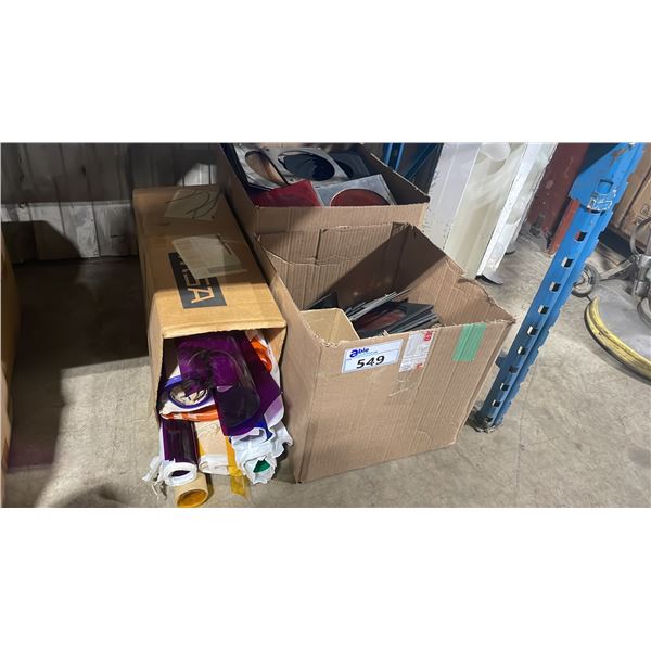3 BOXES OF ASSORTED PROFESSIONAL STAGE LIGHTING GELS / GEL FRAMES *MUST TAKE ALL*