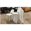 Image 2 : STACK OF 6 WHITE PLASTIC COMMERCIAL CURVED BACK OUTDOOR PATIO CAFE CHAIRS