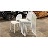 Image 2 : STACK OF 6 WHITE PLASTIC COMMERCIAL CURVED BACK OUTDOOR PATIO CAFE CHAIRS