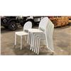 Image 2 : STACK OF 6 WHITE PLASTIC COMMERCIAL CURVED BACK OUTDOOR PATIO CAFE CHAIRS