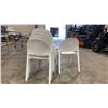 Image 3 : STACK OF 6 WHITE PLASTIC COMMERCIAL CURVED BACK OUTDOOR PATIO CAFE CHAIRS