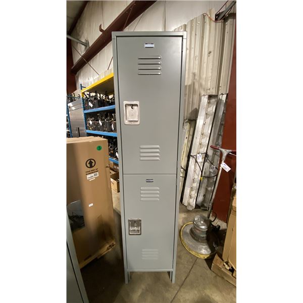 GLOBAL INDUSTRIAL GREY METAL 2 DOOR COMMERCIAL STORAGE LOCKER SECTION 18"W X 18"D X 77"H