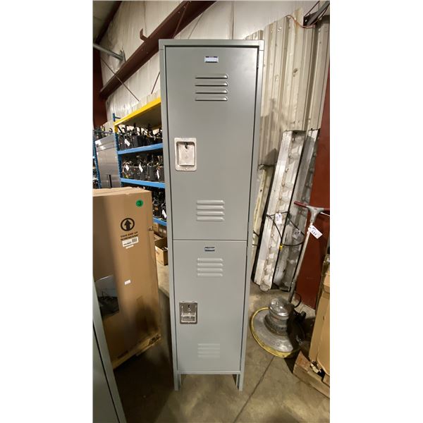GLOBAL INDUSTRIAL GREY METAL 2 DOOR COMMERCIAL STORAGE LOCKER SECTION 18"W X 18"D X 77"H