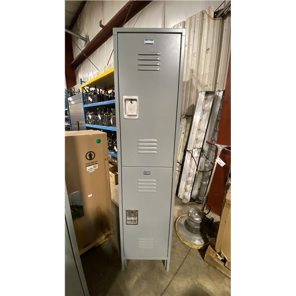 GLOBAL INDUSTRIAL GREY METAL 2 DOOR COMMERCIAL STORAGE LOCKER SECTION 18"W X 18"D X 77"H