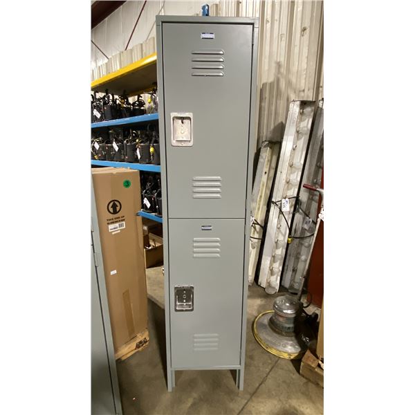 GLOBAL INDUSTRIAL GREY METAL 2 DOOR COMMERCIAL STORAGE LOCKER SECTION 18"W X 18"D X 77"H