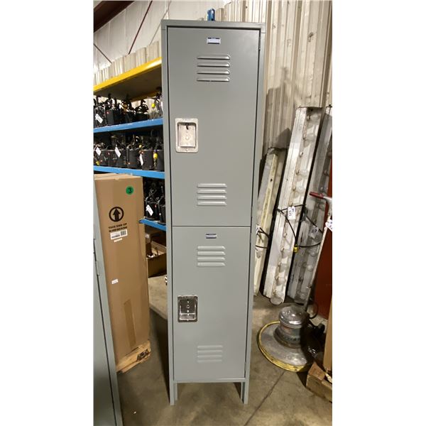 GLOBAL INDUSTRIAL GREY METAL 2 DOOR COMMERCIAL STORAGE LOCKER SECTION 18"W X 18"D X 77"H