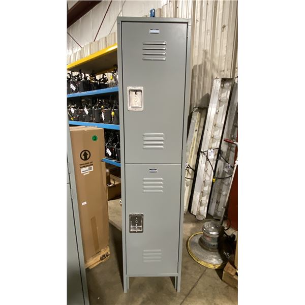GLOBAL INDUSTRIAL GREY METAL 2 DOOR COMMERCIAL STORAGE LOCKER SECTION 18"W X 18"D X 77"H