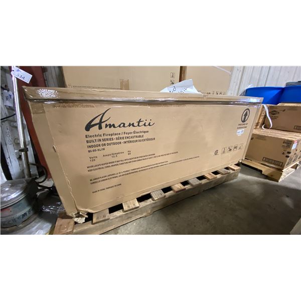 AMANTII BI-60-SLIM PANORAMA SERIES 60" BUILT-IN ELECTRIC INSERT FIREPLACE *REFURBISHED /