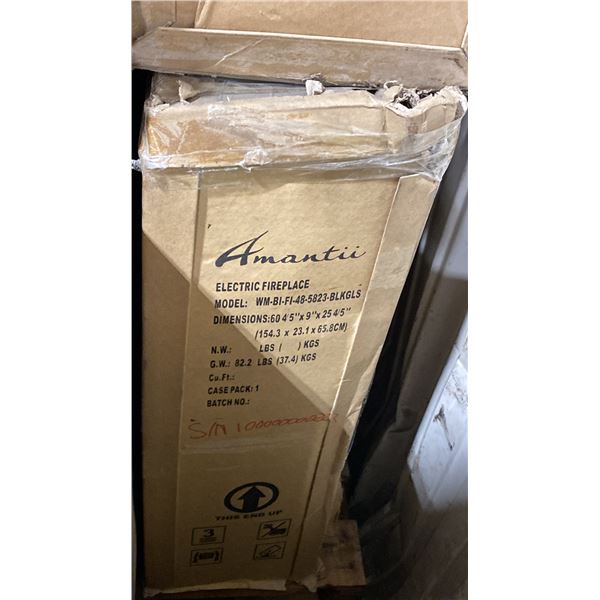 AMANTII WM-BI-FI-48-5823-BLKGLS FIRE & ICE SERIES 48" BUILT-IN/WALL MOUNT ELECTRIC INSERT FIREPLACE