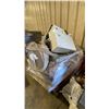 Image 2 : PALLET OF PATIO UMBRELLA STANDS, TRADESHOW BAGS, ASSORTED TILE, RUBBER COMMERCIAL BASEBOARD & MORE