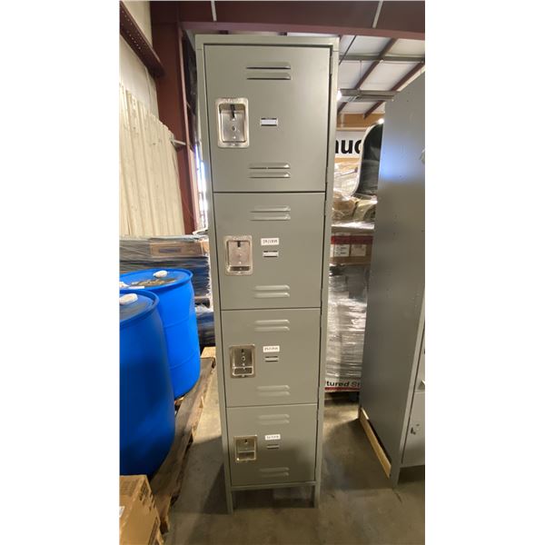 GLOBAL INDUSTRIAL GREY METAL 4 DOOR COMMERCIAL STORAGE LOCKER SECTION 18"W X 18"D X 77"H