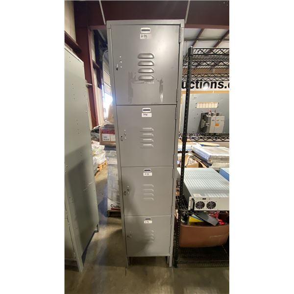 SALSBURY INDUSTRIES GREY METAL 4 DOOR COMMERCIAL STORAGE LOCKER SECTION 18"W X 18"D X 78"H