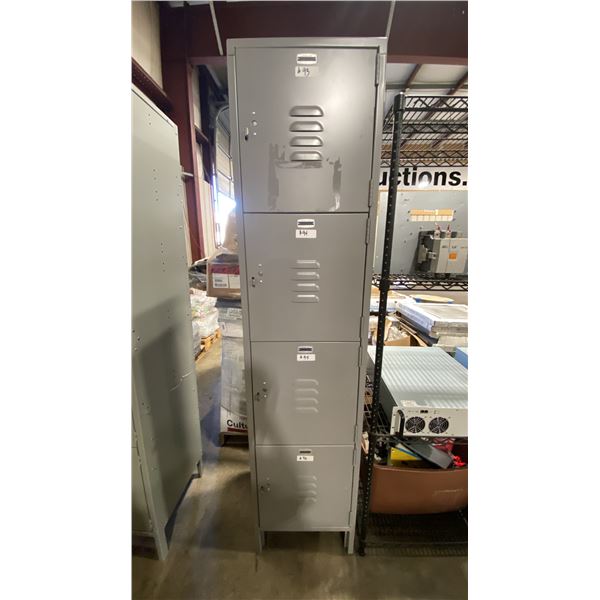 SALSBURY INDUSTRIES GREY METAL 4 DOOR COMMERCIAL STORAGE LOCKER SECTION 18"W X 18"D X 78"H