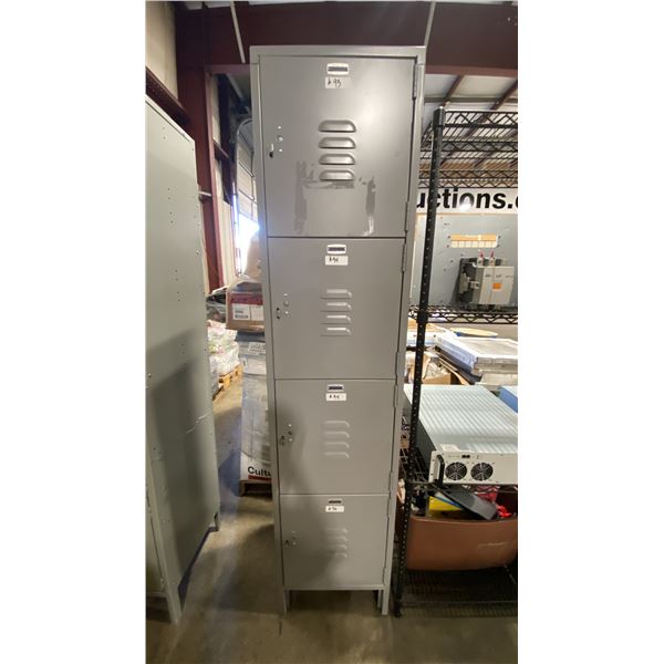 SALSBURY INDUSTRIES GREY METAL 4 DOOR COMMERCIAL STORAGE LOCKER SECTION 18"W X 18"D X 78"H