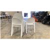 Image 3 : STACK OF 6 WHITE PLASTIC COMMERCIAL CURVED BACK OUTDOOR PATIO CAFE CHAIRS