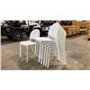Image 2 : STACK OF 6 WHITE PLASTIC COMMERCIAL CURVED BACK OUTDOOR PATIO CAFE CHAIRS