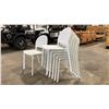 Image 2 : STACK OF 6 WHITE PLASTIC COMMERCIAL CURVED BACK OUTDOOR PATIO CAFE CHAIRS