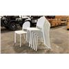 Image 2 : STACK OF 6 WHITE PLASTIC COMMERCIAL CURVED BACK OUTDOOR PATIO CAFE CHAIRS