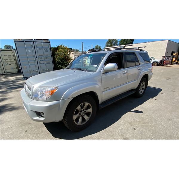 2007 TOYOTA 4 RUNNER LIMITED, 4DRSW, GREY, VIN JTEBT17R078038880,