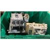 Image 7 : 2 LARGE RACK MOUNTED POWER SUPPLIES, 2 PLASTIC BINS OF ASSORTED BREAKERS / TRANSISTORS, MEC ABS