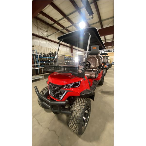 GC42S 6-SEAT ELECTRIC GOLF CART *RED* 43KM TOP SPEED, REAR WHEEL DRIVE, 9" MULTIMEDIA SYSTEM,