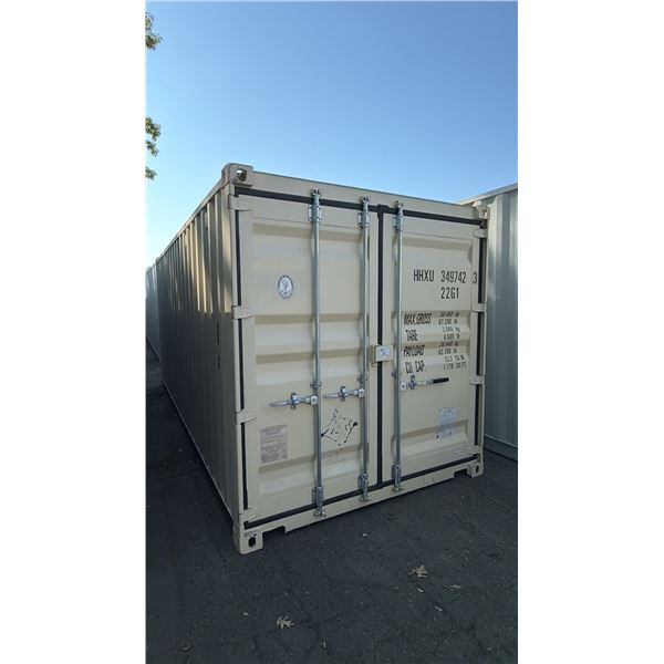 BEIGE 20' 67,200 LB MAX CAPACITY INDUSTRIAL TRANSPORT CONTAINER WITH DUAL SWING REAR DOORS