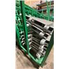 Image 3 : COMMERCIAL GREEN METAL ALUMINUM WALK PLANK ADJUSTABLE SCAFFOLDING SECTIONS ON 2 HEAVY DUTY MOBILE