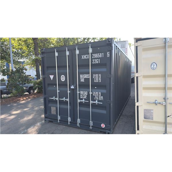 DARK GREY 20' 67,200 LB MAX CAPACITY INDUSTRIAL TRANSPORT CONTAINER WITH DUAL SWING REAR DOORS
