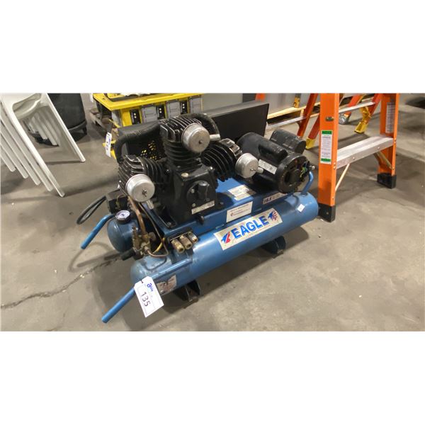 EAGLE 8 GALLON DUAL TANK MOBILE ELECTRIC INDUSTRIAL AIR COMPRESSOR *MISSING PLUG*