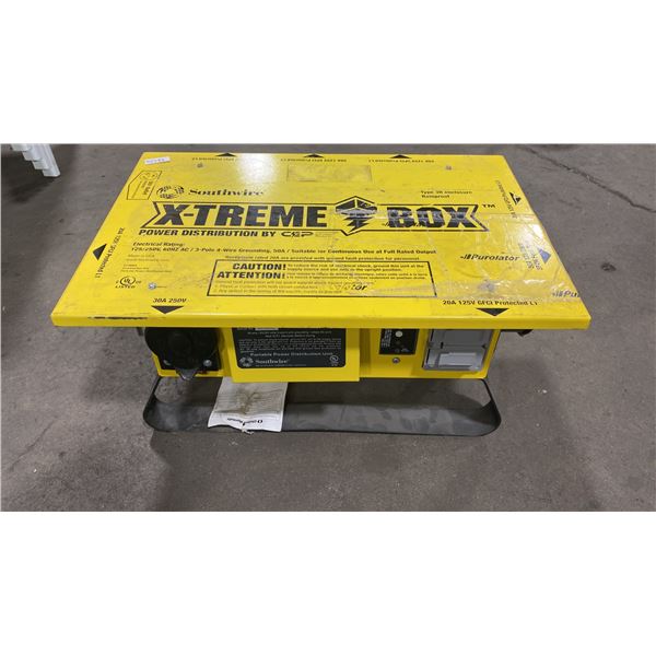 SOUTHWIRE X-TREME BOX 6506UGSD YELLOW PORTABLE INDUSTRIAL JOB SITE POWER DISTRIBUTION BOX
