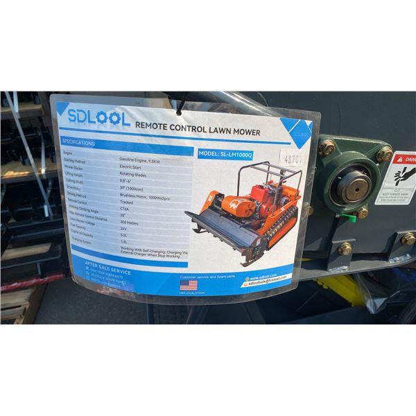 SDLOOL SL-LM1000Q ORANGE GAS POWERED REMOTE CONTROLLED FLAIL MOWER WITH 400 CC ENGINE, ELECTRIC