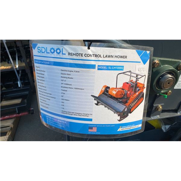 SDLOOL SL-LM1000Q ORANGE GAS POWERED REMOTE CONTROLLED FLAIL MOWER WITH 400 CC ENGINE, ELECTRIC