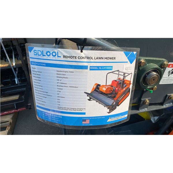 SDLOOL SL-LM1000Q ORANGE GAS POWERED REMOTE CONTROLLED FLAIL MOWER WITH 400 CC ENGINE, ELECTRIC