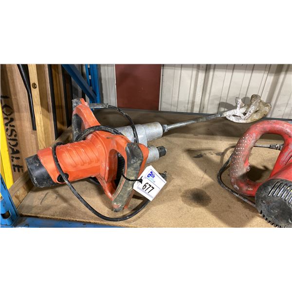 HEAVY DUTY RED ELECTRIC HAND HELD CONCRETE / MUD MIXER