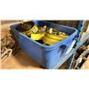 Image 2 : BLUE PLASTIC BIN OF ASSORTED ULINE INDUSTRIAL RATCHET TIE DOWN STRAPS