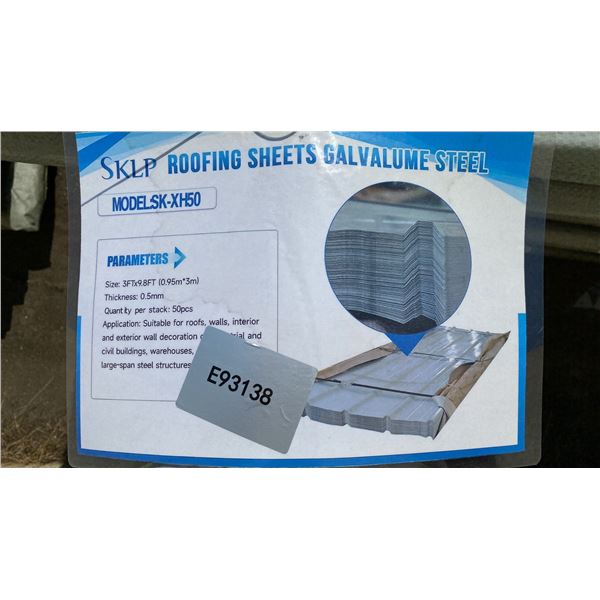 SKLP SK-XH50 3' X 10' WHITE GALVALUME STEEL ROOFING SHEETS- 50 PCS TOTAL