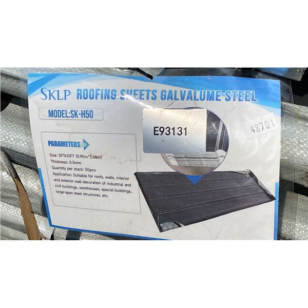SKLP SK-H50 3' X 12' DARK GREY GALVALUME STEEL ROOFING SHEETS- 50 PCS TOTAL