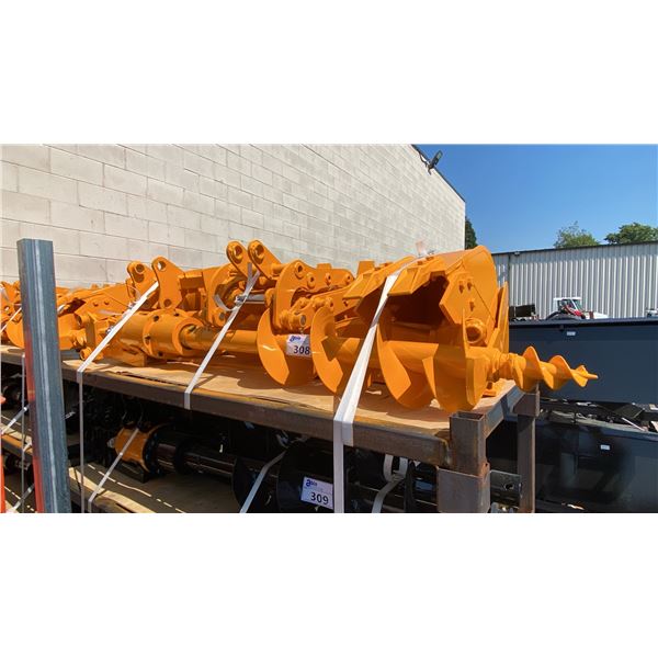 C301-SJB YELLOW MINI EXCAVATOR MULTI ATTACHMENT SET INCLUDING SMALL DIGGING BUCKET, 2 CLEANING