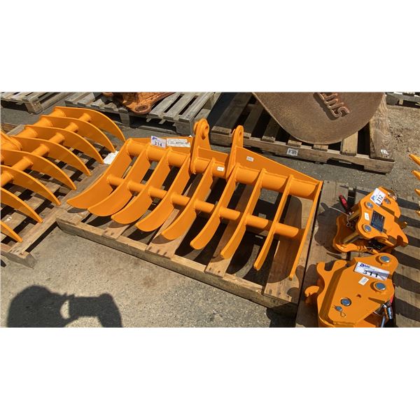 YELLOW HEAVY DUTY INDUSTRIAL MINI EXCAVATOR 44" RAKE ATTACHMENT *FITS CAT 305 EXCAVATORS*