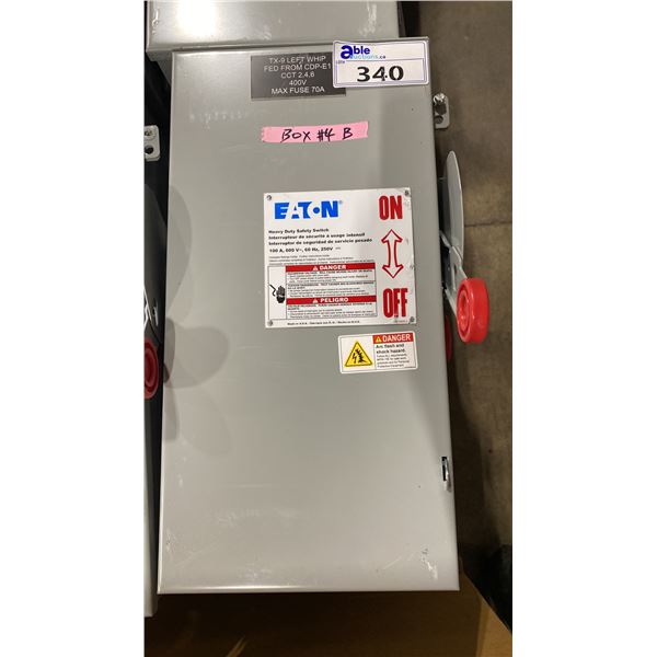 3 EATON HEAVY DUTY ELECTRIC INDUSTRIAL 100 AMP SAFETY SHUT-OFF SWITCHES