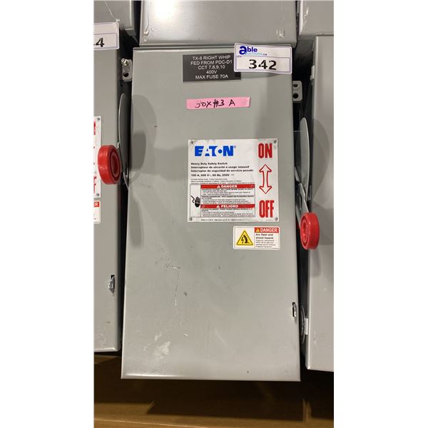 3 EATON HEAVY DUTY ELECTRIC INDUSTRIAL 100 AMP SAFETY SHUT-OFF SWITCHES