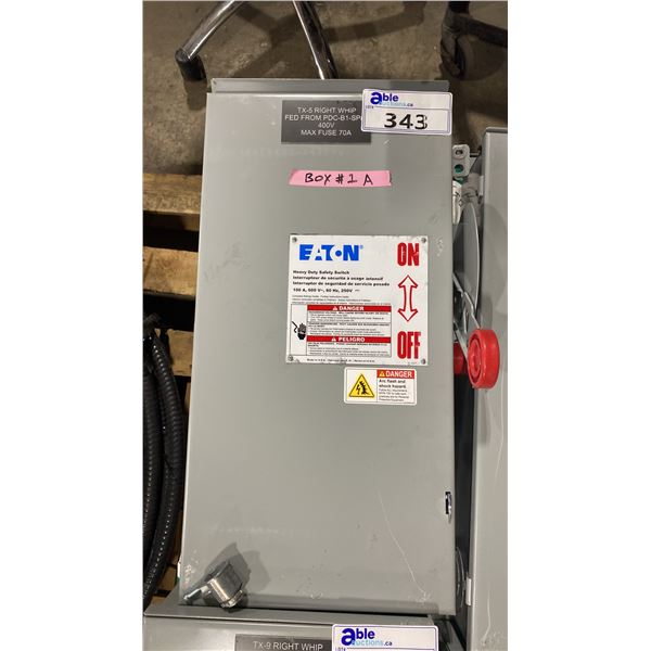 3 EATON HEAVY DUTY ELECTRIC INDUSTRIAL 100 AMP SAFETY SHUT-OFF SWITCHES